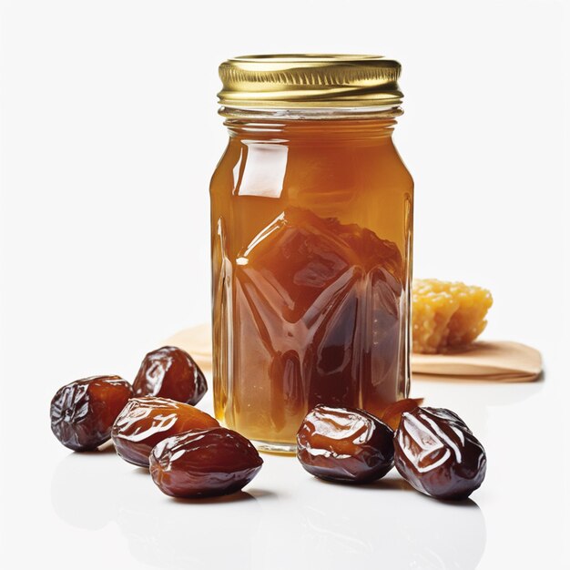 Dates and Honey White Background Photography