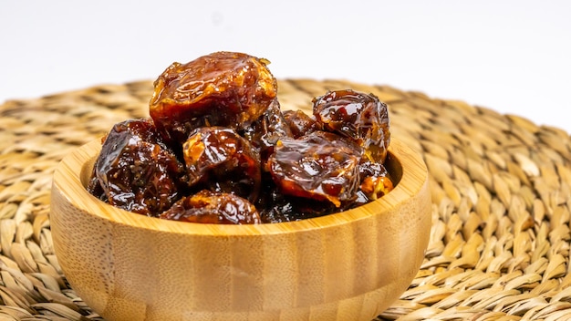 dates on a wooden bowl