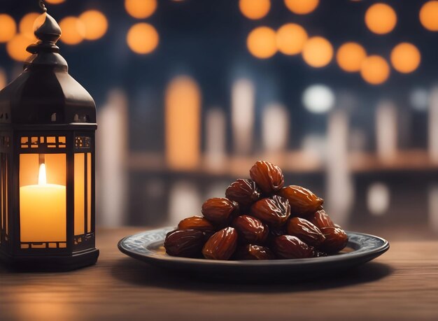 Foto datums bovenop de tabel islamitische ramadan achtergrond