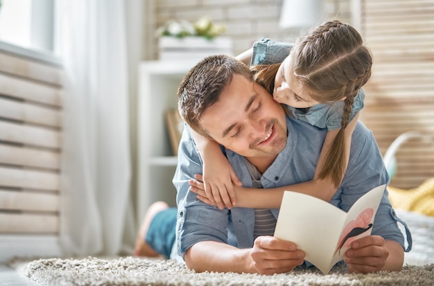 Daughter congratulating dad