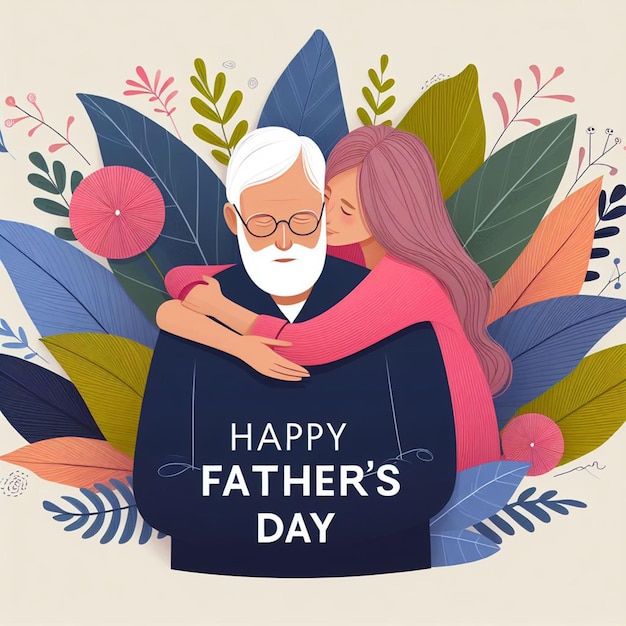 Дочь обнимает отца и желает ему Счастливого Дня Отца