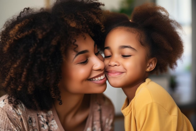 Daughter kisses mother for Mothers Day