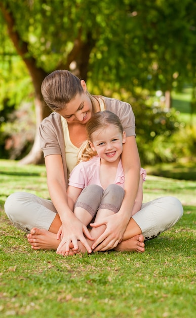 Daughter with her mother in the park