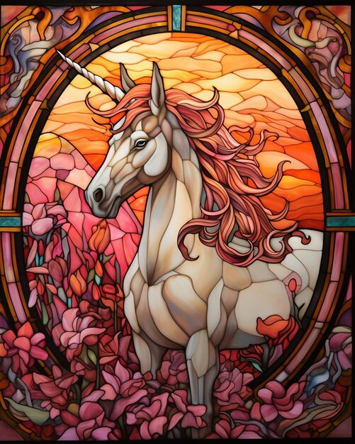 David Michellis Unicorn on Stained Glass