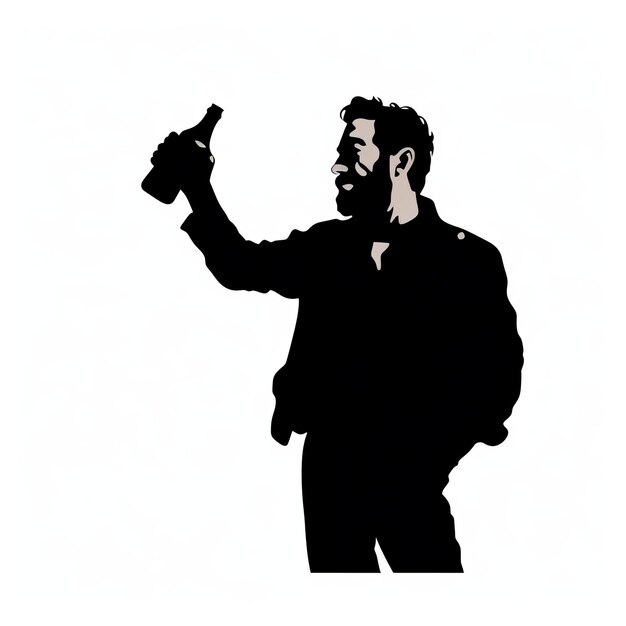 Foto david silhouette con l'etichetta mashup della celebrità della birra