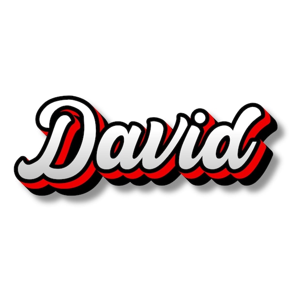 David Text 3D Silver Red Black White Background Photo JPG