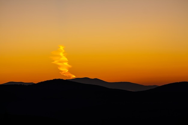 Dawn backlit mountain light orange sky beautiful picture