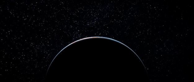 Dawn on the blue planet Earth in space eclipse