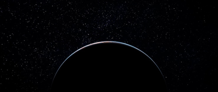 Photo dawn on the blue planet earth in space eclipse