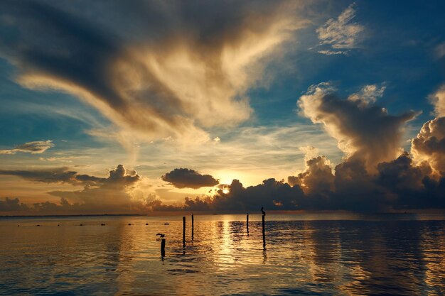 Dawn on the Caribbean Sea Cancun morning