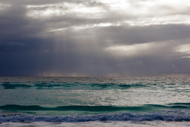 Dawn on the caribbean sea clear sky with small clouds clear weather