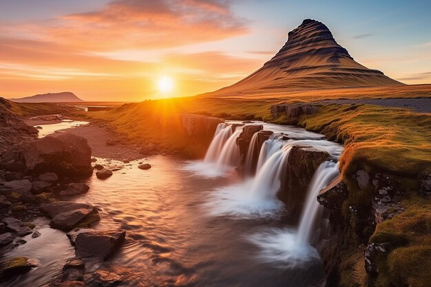 Dawn Majesty Stunning Sunrise on Kirkjufell's Iconic Scenery