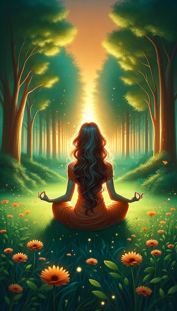 Dawn Meditation Harmony in a Forest Clearing