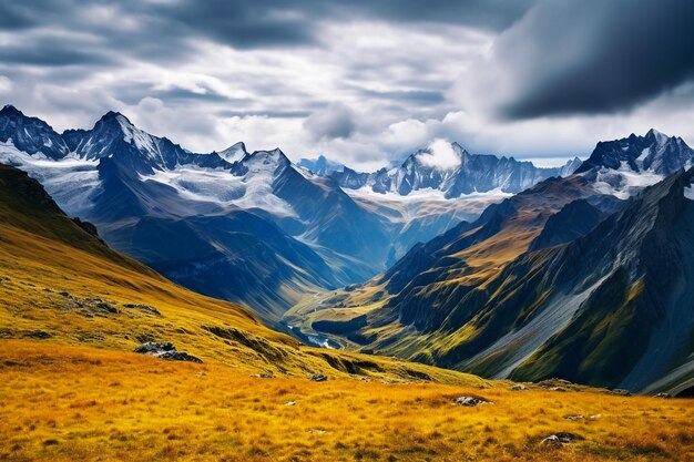 dawn in the mountains in the Himalayas