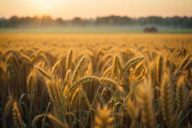 새벽의 황금수확 아침 햇살에 아름다운 밀밭의 전경