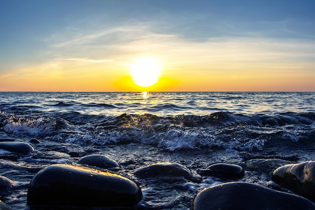 Dawn and sunset over the sea landscape in nature