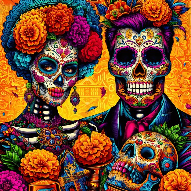 Foto il giorno dell'altare dei morti con il trucco di catrina