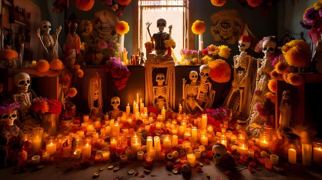 Day of the dead background shrine