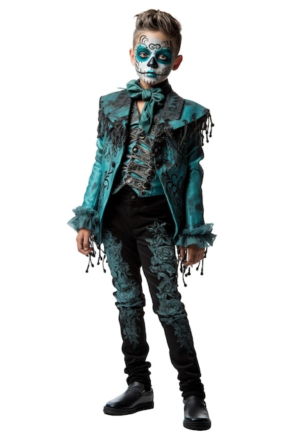 Photo day of the dead boy in fancy jacket