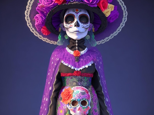 Generative AI로 아름답게 만들어진 Day of the Dead 캐릭터