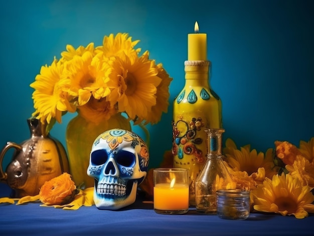 Day of the Dead composition with copy space