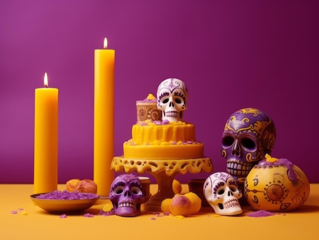 Day of the dead composition with copy space