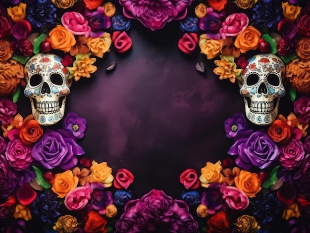 Day of the Dead composition with copy space