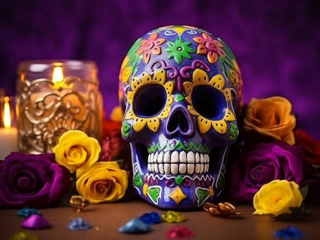 Day of the Dead composition with copy space