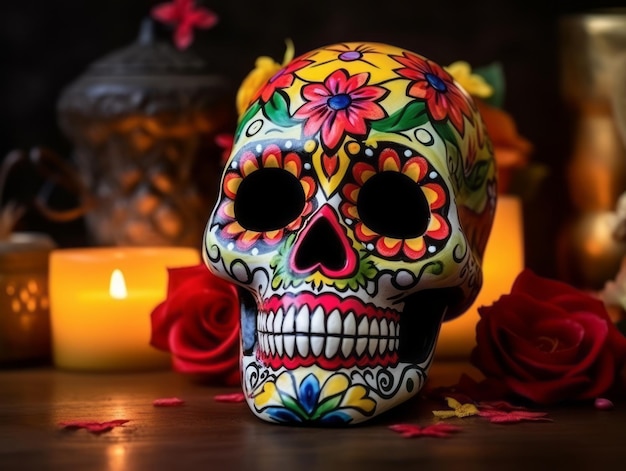 Day of the Dead composition with copy space