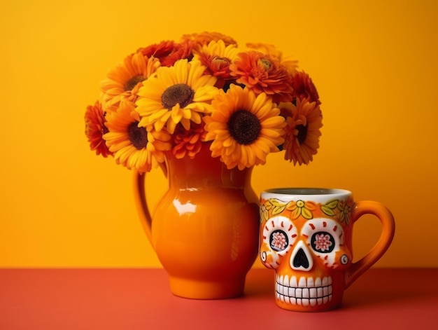 Day of the dead composition with copy space