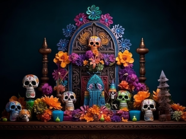 Day of the Dead composition with copy space