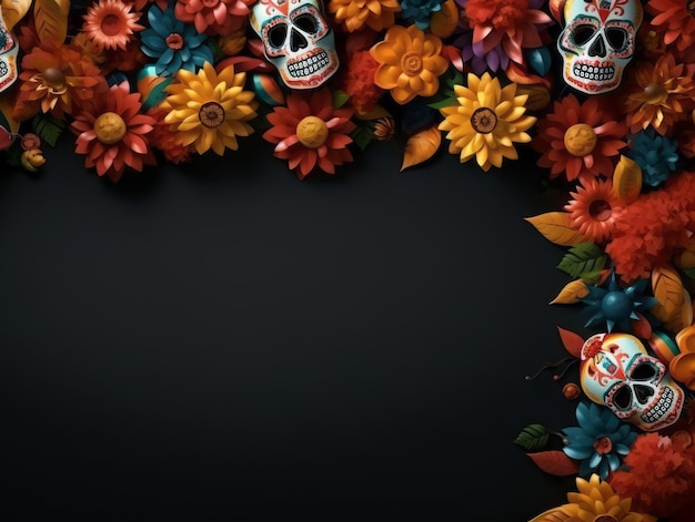 Day of the Dead composition with copy space