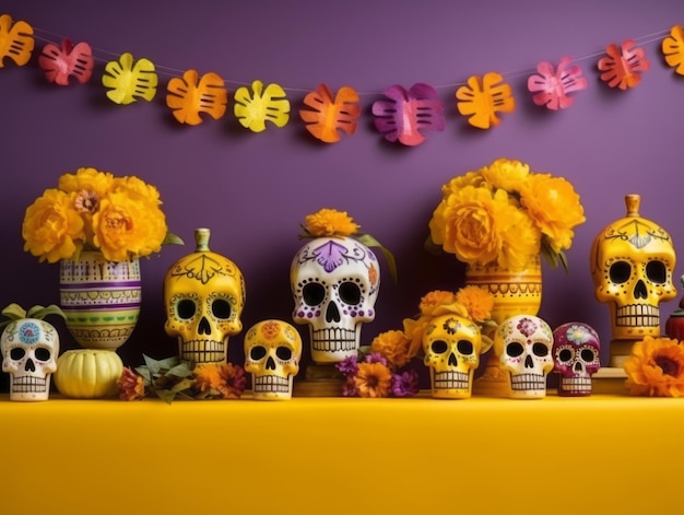 Photo day of the dead composition with copy space