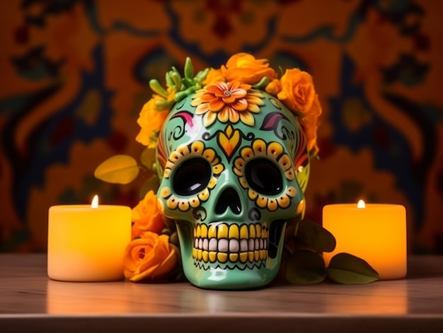 Day of the Dead composition with copy space