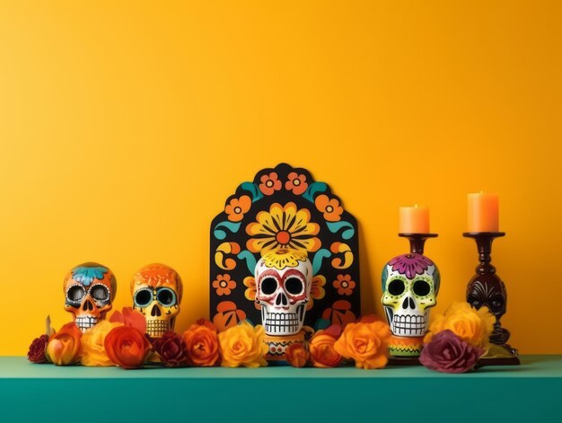 Day of the dead composition with copy space