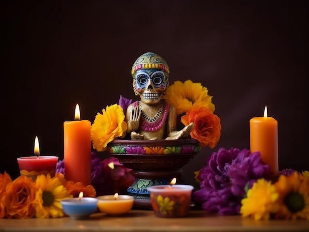 Day of the Dead composition with copy space