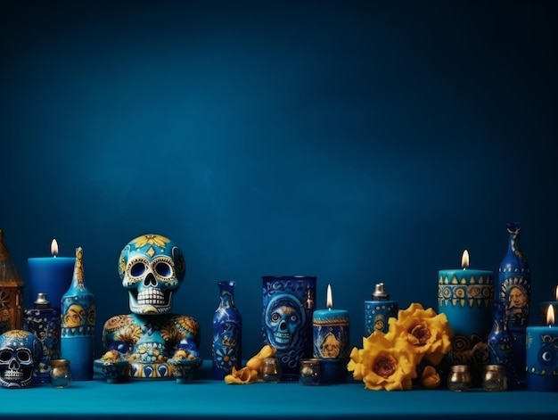 Day of the dead composition with copy space