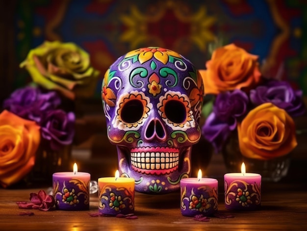 Day of the Dead composition with copy space