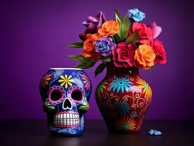 Day of the dead composition with copy space