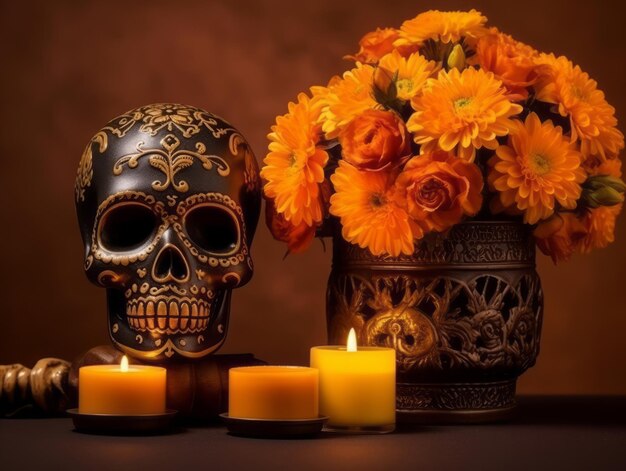 Day of the Dead composition with copy space