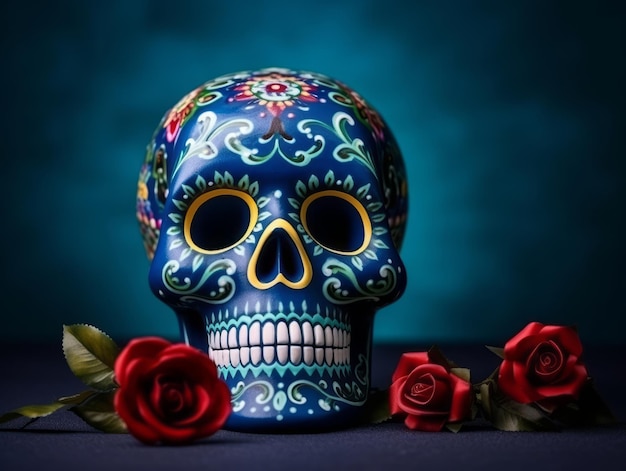 Day of the Dead composition with copy space