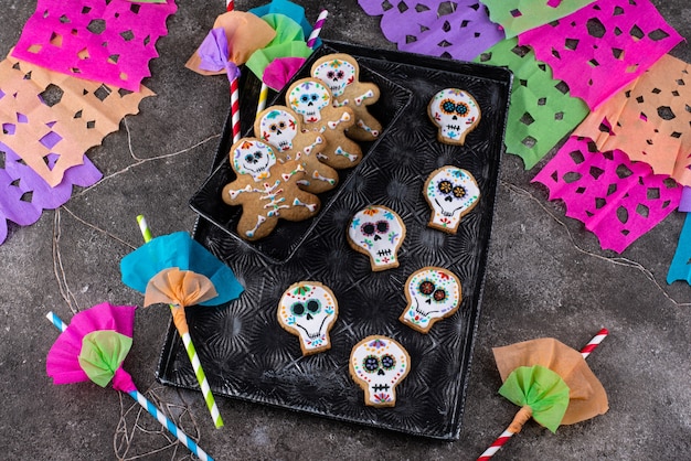 Day of the dead cookies in shape of sugar skull