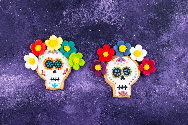 Day of the dead cookies in shape of sugar skull