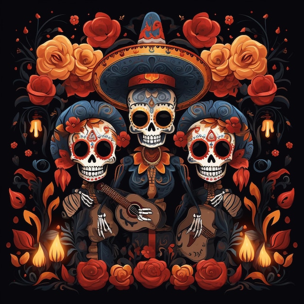 Day of the Dead Da de los Muertos Mexican skull Day Of Dead Background Images Social Media Banner