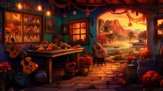 망자의 날 Dia de los muertos Illustration AI GenerativexA