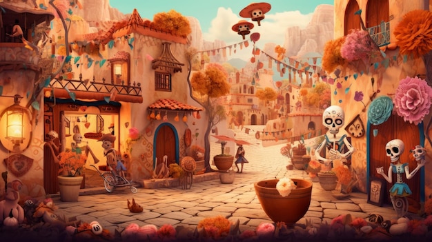 Day of the dead Dia de los muertos Illustration AI GenerativexA