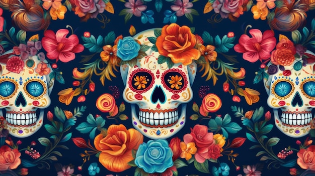 망자의 날 Dia de los muertos Illustration AI GenerativexA