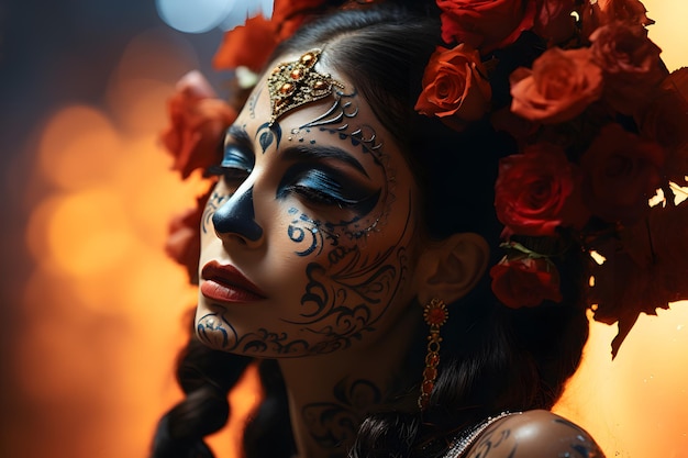 死者の日 dia de los muertos 若い女性の肖像画