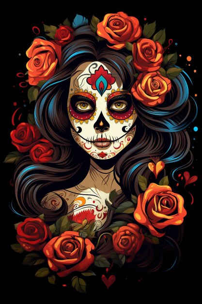 Day of the Dead Dia De Los Muertos themed for Tshirts