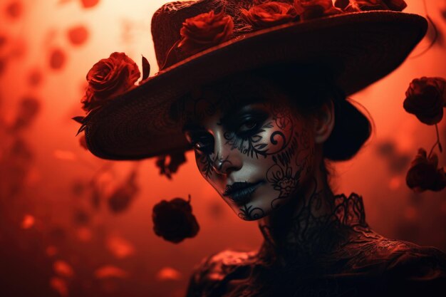 Day of the dead dia de muertos a holiday honoring the dead the souls of deceased relatives visit home skulls skeletons Halloween makeup venerating the dead creatively beautiful